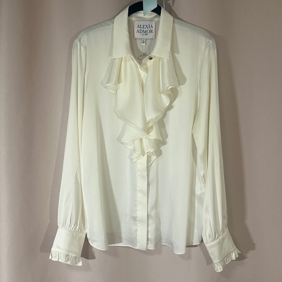 Alexia Admor Ivory Ruffle Blouse - Picture 1 of 5